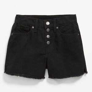 NWT Old Navy High-Waisted Jean Shorts for Girls | Black With Frayed Hem